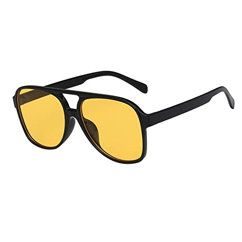 iOoppek Schwimmbrille Damen Retro Oversized Style Quadratische Sonnenbrillen Damen Herren Licht Brille (Yellow, One Size) von iOoppek