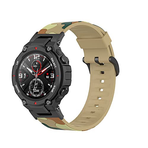 Silikon Sport Uhrenarmband Kompatibel mit Amazfit TRex Smartwatch, Gummi CamoCamouflage Uhrenarmband Bänder für Damen Herren Kompatibel für Amazfit TRex Pro, SmartWat von iPartsonline