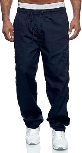 iProfash Herren Cargo Hose Outdoor Schlupfhose Leichter Stoff Trekking Casual Freizeit Navy XL von iProfash