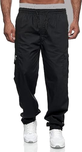 iProfash Herren Cargo Hose Outdoor Schlupfhose Leichter Stoff Trekking Casual Freizeit Schwarz 2XL von iProfash