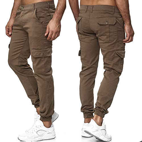 iProfash Herren Cargo Jogger Chino Stretch Hose Jogg Jeans Sweatpants Sweathose 12 Braun W32/L32 von iProfash