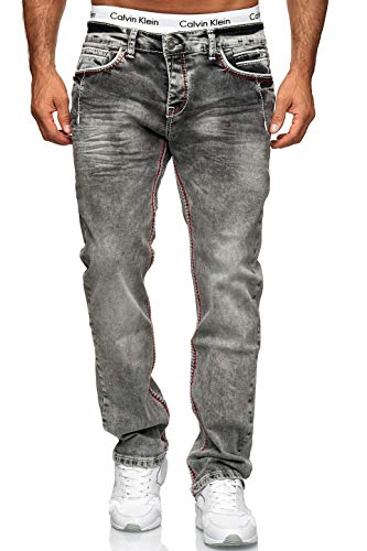 iProfash Herren Designer Jeans Hose Blau Dicke NAHT VintageW29-W44 5056 5056 - Grau W30 /L32 von iProfash