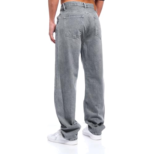 iProfash Herren Jeans Hose Baggy Stretch Denim Jeanshose Regular Fit Übergröße (W31 / L32, (Baggyhose.7001) Grau) von iProfash