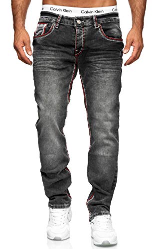 iProfash Herren Jeans Hose Denim- Washed Straight Cut Regular Stretch Dicke W29-W44 5172 Grau - 5172 W34 / L32 von iProfash