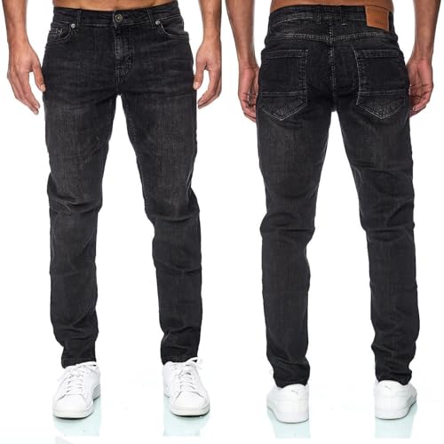 iProfash Herren Jeans Hose Slim Fit Designer Basic Jeans Stretch Hose (DE/NL/SE/PL, Bundweite & Schrittlänge, 32, 32, (7005 Jeans) Anthrazit) von iProfash