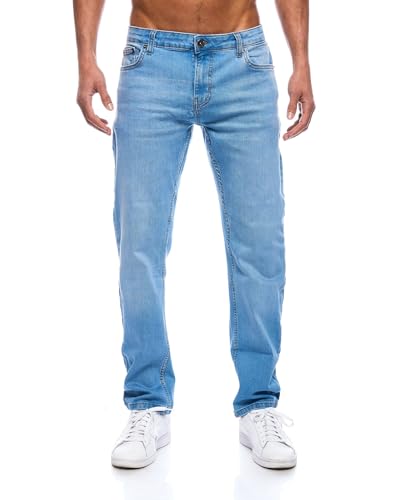 iProfash Herren Jeans Hose Stretch Übergröße 5 Jeanshose Straight-Cut Regular Fit 305 (305-Jeans) Hellblau W33 / L32 von iProfash