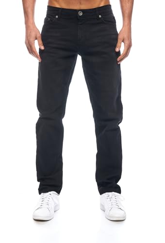 iProfash Herren Jeans Hose Stretch Übergröße 5 Jeanshose Straight-Cut Regular Fit 305 (305-Jeans) Schwarz W31 / L32 von iProfash