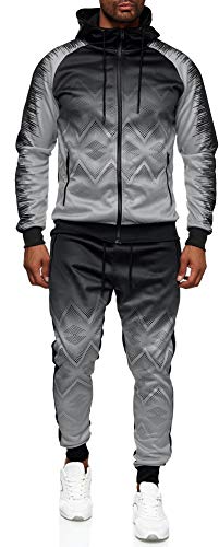 iProfash Herren Jogginganzug Trainingsanzug Sportanzug Fitness Streetwear IMO r Schwarz/grau L von iProfash