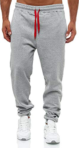 iProfash Herren Sporthose Jogger Jogginghose Sweatpants Trainingshose GRAU/ROT L von iProfash