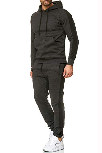 iProfash Trainingsanzug Sportanzug Jogginganzug Hoodie + Hose Anthrazit_schwarz (Anthrazit-Schwarz, L) von iProfash
