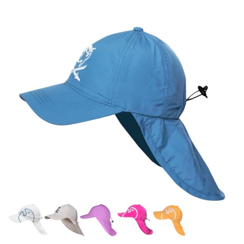 iQ-UV Sonnenhut für Kinder mit UV Schutz 50+ Orange Einheitsgröße – Atmungsaktiver Sonnenhut mit Nackenschutz für Kinder – Bequeme Sommermütze für Jungen & Mädchen – UPF 50+ TÜV geprüft von iQ-UV