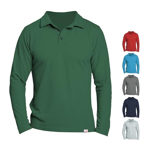 iQ-UV Poloshirt Herren Langarm Grün M – Hochwertiges Langarm Poloshirt für Herren mit UV Schutz aus recycelten PET-Flaschen – Ideal zum Golfen, Segeln, oder Wandern – Atmungsaktiv und stilvoll von iQ-UV