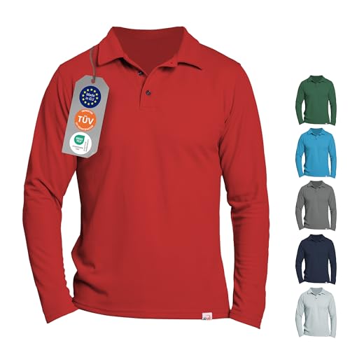 iQ-UV Herren Langarm Polo Shirt Rot 4XL von iQ-UV