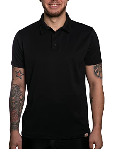 iQ-UV Poloshirt Herren Kurzarm Schwarz M – Hochwertiges Polo Shirt für Herren Kurzarm mit UV Schutz aus recyceltem Material – Ideal zum Golfen, Segeln, oder Wandern – Atmungsaktiv und stilvoll von iQ-UV