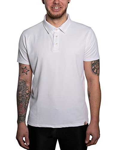 iQ-UV Poloshirt Herren Kurzarm Weiß L – Hochwertiges Polo Shirt für Herren Kurzarm mit UV Schutz aus recyceltem Material – Ideal zum Golfen, Segeln, oder Wandern – Atmungsaktiv und stilvoll von iQ-UV