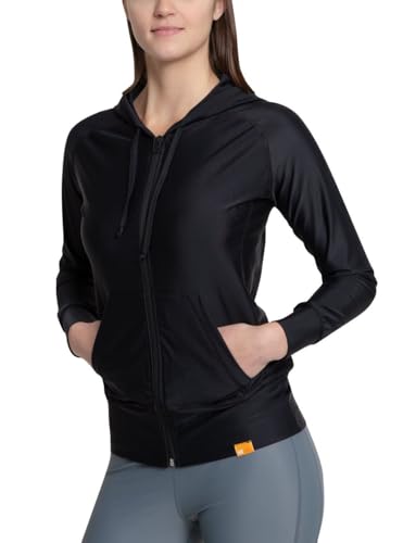 iQ-UV Leichte Sportjacke für Damen Schwarz 3XL – UV-Schutz Laufjacke für Damen speziell für Sommer mit UPF 50+ – Bequeme Walk Jacke hochelastisch, atmungsaktiv & schnelltrocknend von iQ-UV
