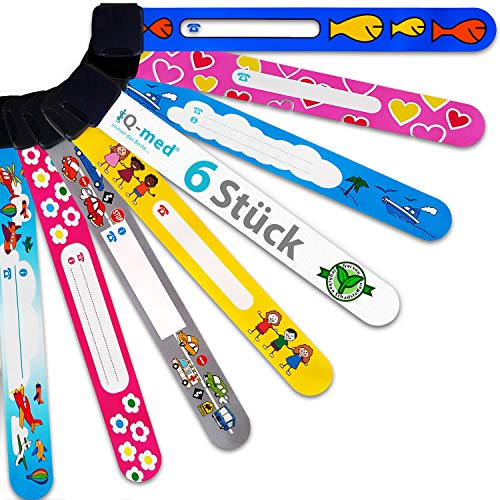 Notfall-Armband für Kinder von iQ-med | 6er Set, wasserfest, mit jedem Kulli beschreibbar | wiederverwendbar (Jungs) von iQ-med