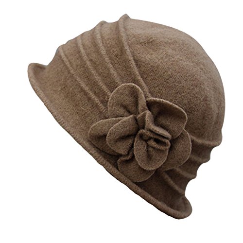 Butterme - Eleganter Damen-Winterhut aus Wolle mit Blumendesign. one size Camel # 1 von iSpchen