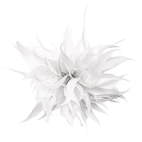 Federbrosche Haarklammer Corsage, iSpchen Haarschmuck Mädchen Damen Brusttaschenbrosche, Party Corsage Kopfschmuck Kleidung Performance Requisiten,Weiß von iSpchen