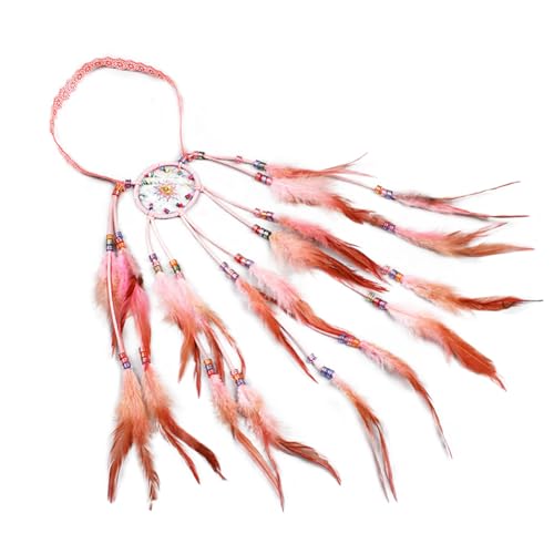 Indisches Feder Stirnband Frauen Bohemian Haarschmuck Feder Quasten Stirnband Haarband Hippie Boho Indianer Stirnbänder Festival Party Feder Haarband Kopfschmuck Accessoires Karneval Kostüm von iSpchen
