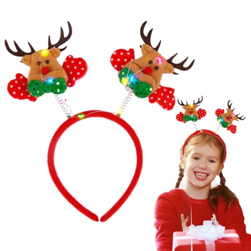 Weihnachts Stirnband mit LED Weihnachtsbaum Geweih Haarreif Weihnachts Santa Kopfschmuck Weihnachtsgeweih Haarbänder mit LED Weihnachtsmann Kopfbedeckung Geweih Stirnband Kopfbedeckung mit LED von iSpchen