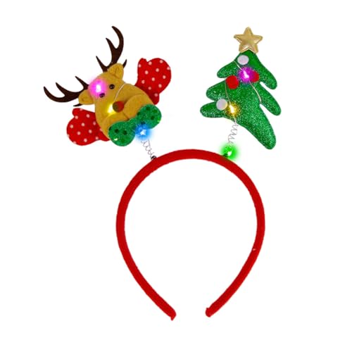 Weihnachts Stirnband mit LED Weihnachtsbaum Geweih Haarreif Weihnachts Santa Kopfschmuck Weihnachtsgeweih Haarbänder mit LED Weihnachtsmann Kopfbedeckung Geweih Stirnband Kopfbedeckung mit LED von iSpchen