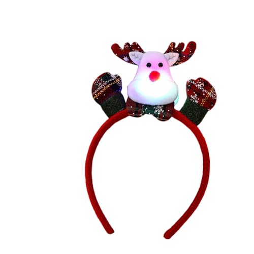 Weihnachts Stirnband Mit LED - Weihnachtsmann Haarreif, Lustige Geweih Haarreif, Schneemann Haarbänder, Kopfbedeckung Stirnband Rentier Geweih Headbands für Weihnachten Halloween von iSpchen