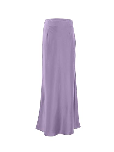 iSpchen,Damen Elegant Rock Satin Plissiert, Reißverschluss Meerjungfrau Stil für Frühling Pendeln 2024,Lila L von iSpchen