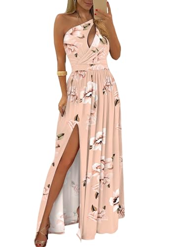 iSpchen,Frauen Kleid Voll Swing Rock Sommerkleid Ärmellos Asymmetrisch Lang Stil,Rosa XXL von iSpchen