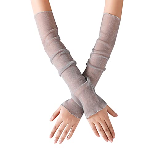 iSpchen 1 Paar Summer Ärmlinge Sonnenschutz Armstulpen Damen Elegante Spitzenhandschuhe Kühlung Eisseide Arm Sleeve Ultradünne Spitzen Armschutz Ärmel für Radfahren,Laufen,Golf,Fahren von iSpchen