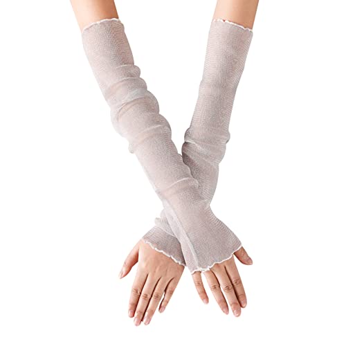 iSpchen 1 Paar Summer Ärmlinge Sonnenschutz Armstulpen Damen Elegante Spitzenhandschuhe Kühlung Eisseide Arm Sleeve Ultradünne Spitzen Armschutz Ärmel für Radfahren,Laufen,Golf,Fahren von iSpchen