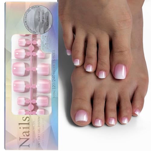 iSpchen 120 Stück Nageltips-Tips Nagelspitzen Gel Full Cover Nail Tips French Zehennägel Press on Set Fake Nails Künstliche Fingernägel Set künstliche Nägel für Frauen & Mädchen,#02 von iSpchen