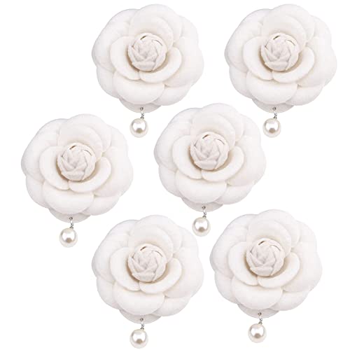 iSpchen 6 Stück Blumen Brosche für Damen Mädchen elegante Kamelien Blume Anstecknadel Vintage Perlen Ansteckblume Anstecker Corsage Pins Brosche für Hochzeits Party Corsage Kleidung Hüte von iSpchen