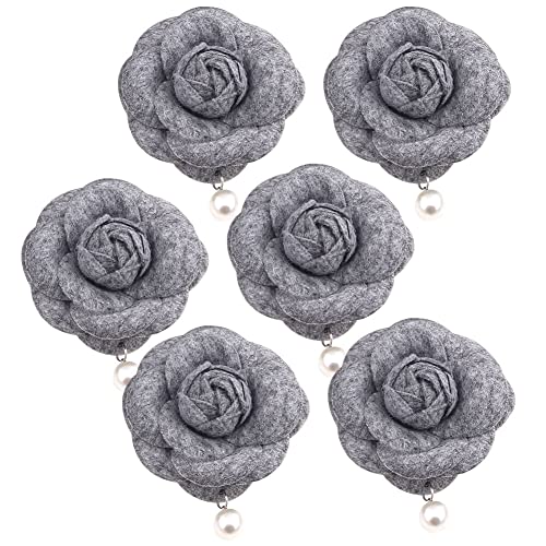 iSpchen 6 Stück Blumen Brosche für Damen Mädchen elegante Kamelien Blume Anstecknadel Vintage Perlen Ansteckblume Anstecker Corsage Pins Brosche für Hochzeits Party Corsage Kleidung Hüte von iSpchen