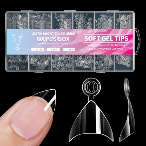 iSpchen 600 Stück Nageltips-Tips kurze Nagelspitzen Gel Full Cover Nail Tips Press on Set Fake Nails Künstliche Fingernägel Set künstliche Nägel für Frauen & Mädchen,#01 von iSpchen