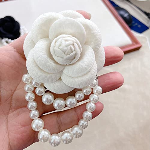 iSpchen Blumen Brosche für Frauen Mädchen Ansteckblume elegante Kamelien Perlen Brosche Anstecknadel Vintage Anstecker Pins Kleidung Broschen für Schals,Kleider,Anzüge,Hüte Blumen Corsage Pins von iSpchen