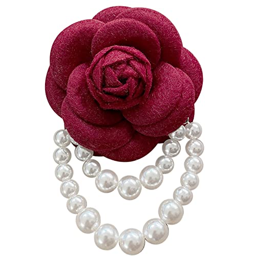 iSpchen Blumen Brosche für Frauen Mädchen Ansteckblume elegante Kamelien Perlen Brosche Anstecknadel Vintage Anstecker Pins Kleidung Broschen für Schals,Kleider,Anzüge,Hüte Blumen Corsage Pins von iSpchen