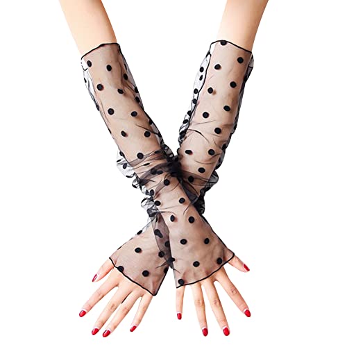 iSpchen Damen Armstulpen Spitze lange Handschuhe Kühlung Arm Sleeve Sonnenschutz Ärmel Spitzen Ärmlinge Bein Stulpe Fahrradhandschuhe Ellenbogen Handschuhe für Radfahren,Laufen,Golf,Fahren von iSpchen