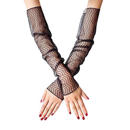 iSpchen Damen Armstulpen Spitze lange Handschuhe Kühlung Arm Sleeve Sonnenschutz Ärmel Spitzen Ärmlinge Bein Stulpe Fahrradhandschuhe Ellenbogen Handschuhe für Radfahren,Laufen,Golf,Fahren von iSpchen