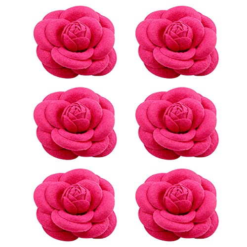 iSpchen Damen Brosche,6 Stück elegante Vintage Kamelien Blumen Broschen Ansteckblume Haarspangen Blumen Corsage Pins Haarschmuck Kleidung Dekorative Anstecknadel für Kleider,Hüte Anstecker Kragen von iSpchen