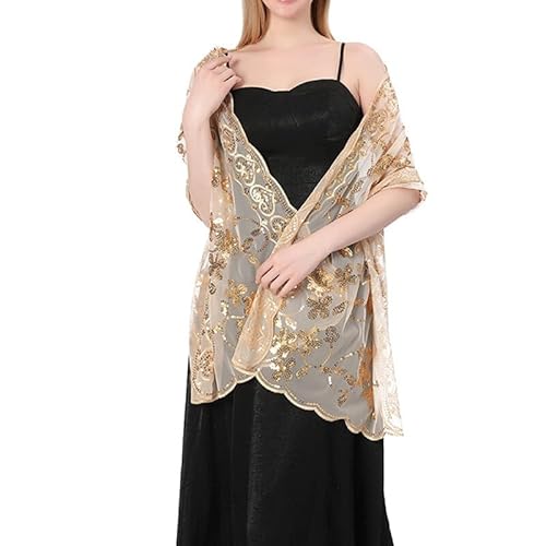 iSpchen Damen Pailletten Schal Glitzer Tuch Braut für Damen Abendparty kleider Brautkleider Abendkleider Alltagskleidung von iSpchen