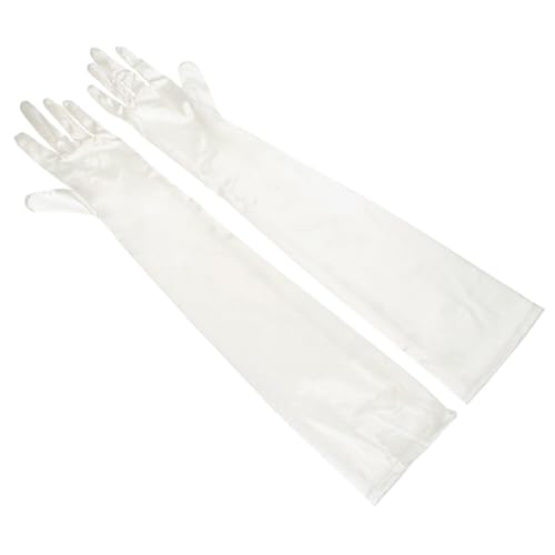 iSpchen Damen verlängerte Satin-Handschuhe Dehnbare Handschuhe Ellenbogen Lange Satin Handschuhe Braut-Abendkleid-Handschuhe für Hochzeit Abendparty Opernaufführung,Cremefarben von iSpchen