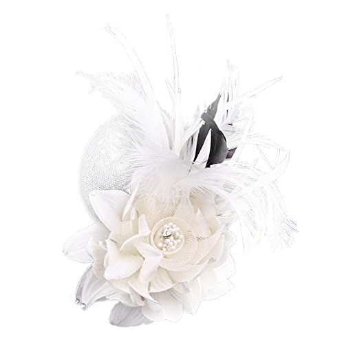 iSpchen Federbrosche Brosche Brautschmuck Broschennadel Sicherheitsnadel Damen Mädchen Kostüm Zubehör Bouquet Corsage Handgelenk Blume Hochzeit Anstecknadel für Schals Tücher Retro Cremefarben von iSpchen