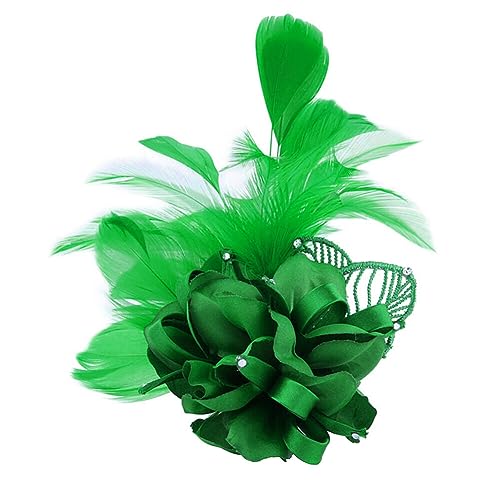 iSpchen Federbrosche Brosche Brautschmuck Broschennadel Sicherheitsnadel Damen Mädchen Kostüm Zubehör Bouquet Corsage Handgelenk Blume Hochzeit Anstecknadel für Schals Tücher Retro Grün von iSpchen