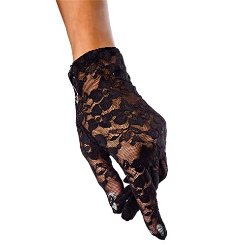 iSpchen Kurze Spitzenhandschuhe Damen Elegante Spitze Blume Handschuhe Sommer Sonnenschutz Fahrhandschuhe Brauthandschuhe Hochzeitshandschuhe Netzhandschuhe für Hochzeit,Partykleid,Perform Handschuhe von iSpchen