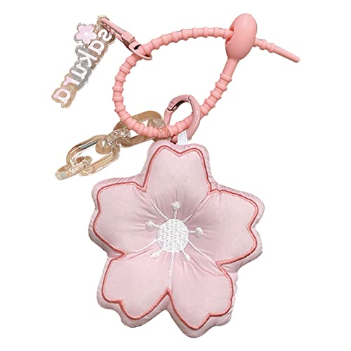 iSpchen Schlüsselanhänger Anhänger Personalisierte süße Stoff Blumen Schlüsselbund Schlüsselringe Charm rosa Sakura Dekor Schlüsselanhänger für Frau und Mädchen Taschen Geldbörse Dekoration Anhänger von iSpchen