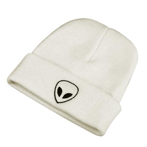 iSpchen Unisex Wintermütze Strickmütze Einfarbig Alien-Muster Beanies Mütze Warm Skull Cap Männer Frauen von iSpchen