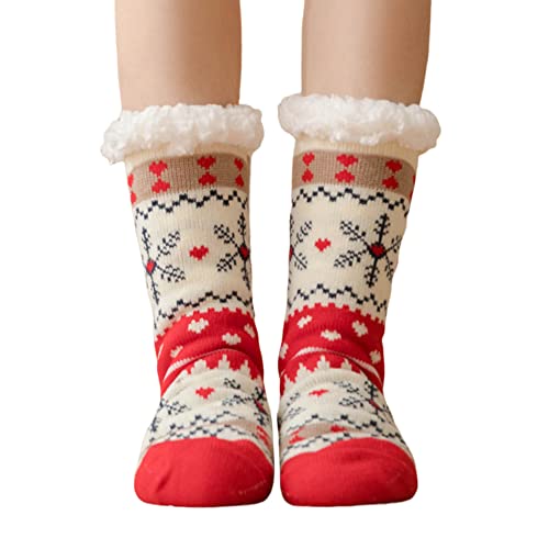 iSpchen Weihnachten Haussocken Winter Hüttensocken Stoppersocken Damen Kuschelsocken Flauschige Socken Warme Bodensocken Rutschfeste Thermosocken Socken Stricksocken Plüschsocken von iSpchen