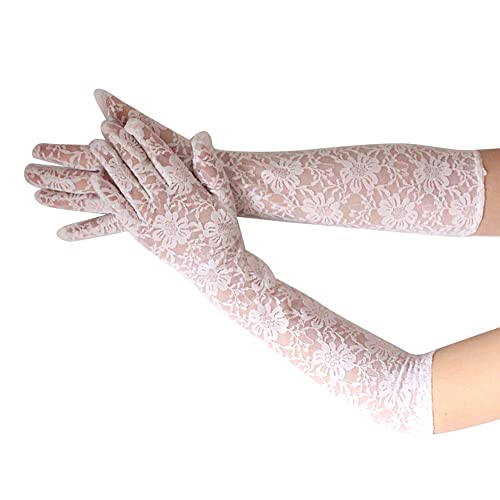 iSpchen lange Spitzenhandschuhe für Damen Ellbogen Spitze Handschuh Blumenspitze Sonnenschutz handschuhe lange Handschuhe Hochzeitshandschuhe Brauthandschuhe für Hochzeit Party,Kostüm Handschuhe von iSpchen