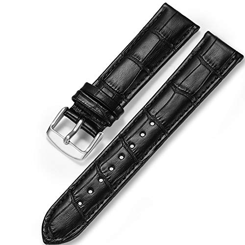 iStrap Uhrenarmbänder Krokodilmuster Echtes Leder Edelstahlschnalle Armband für Männer Frauen-18mm 19mm 20mm 21mm 22mm 24mm- Schwarz Braun von iStrap